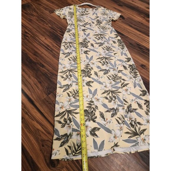 Tommy Bahama 100% Silk Maxi Dress Sz 8 Wrap Skirt Yellow Tropical Floral - Picture 9 of 12